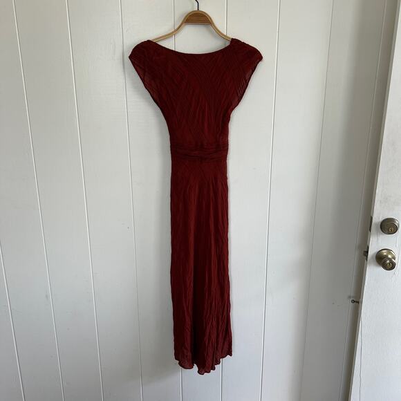 Anthro Anthropologie Moulinette Soeurs Guinevere Belted Textured Maxi Dress 10P - Picture 5 of 11